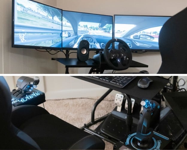 Pilot Cockpit Simulator with Steering Wheel and Joystick